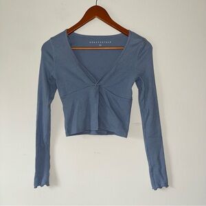 Aeropostale Women's Blue Cross Long Sleeve‎ Top
